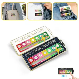 2 Pack Social Battery Slider Pin - Interactive Mood Pin for Introverts,Funny Social Battery Creative Badge for Jackets Backpacks Clothing Hat Bags Scarves - Novelty Accessories & Cute Gifts for Friends,colleaguesr