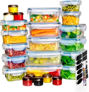 24Pcs Food Storage Containers with Lids, Labels & Pen – Includes sauce cups, BPA-free, leakproof meal prep containers for kitchen, dishwasher safe Set