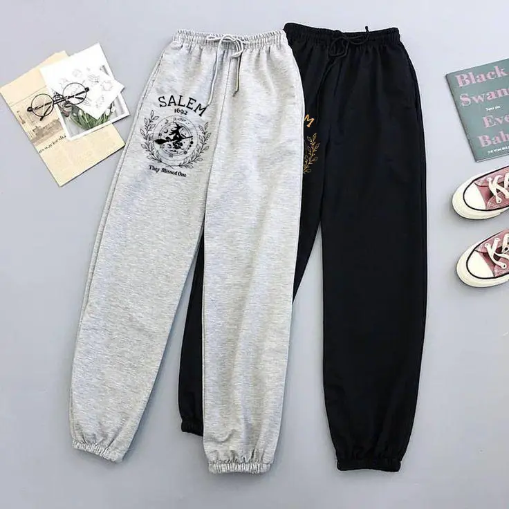 Salem Witch City Sweatpants, Cozy Halloween Lounge Pants, Vintage Witchcore Joggers, Dark Moon Magic Sweatpants, Haunted Town Mystic Moon Pants, halloween loungewear, spooky sweatpants, witchcore pants