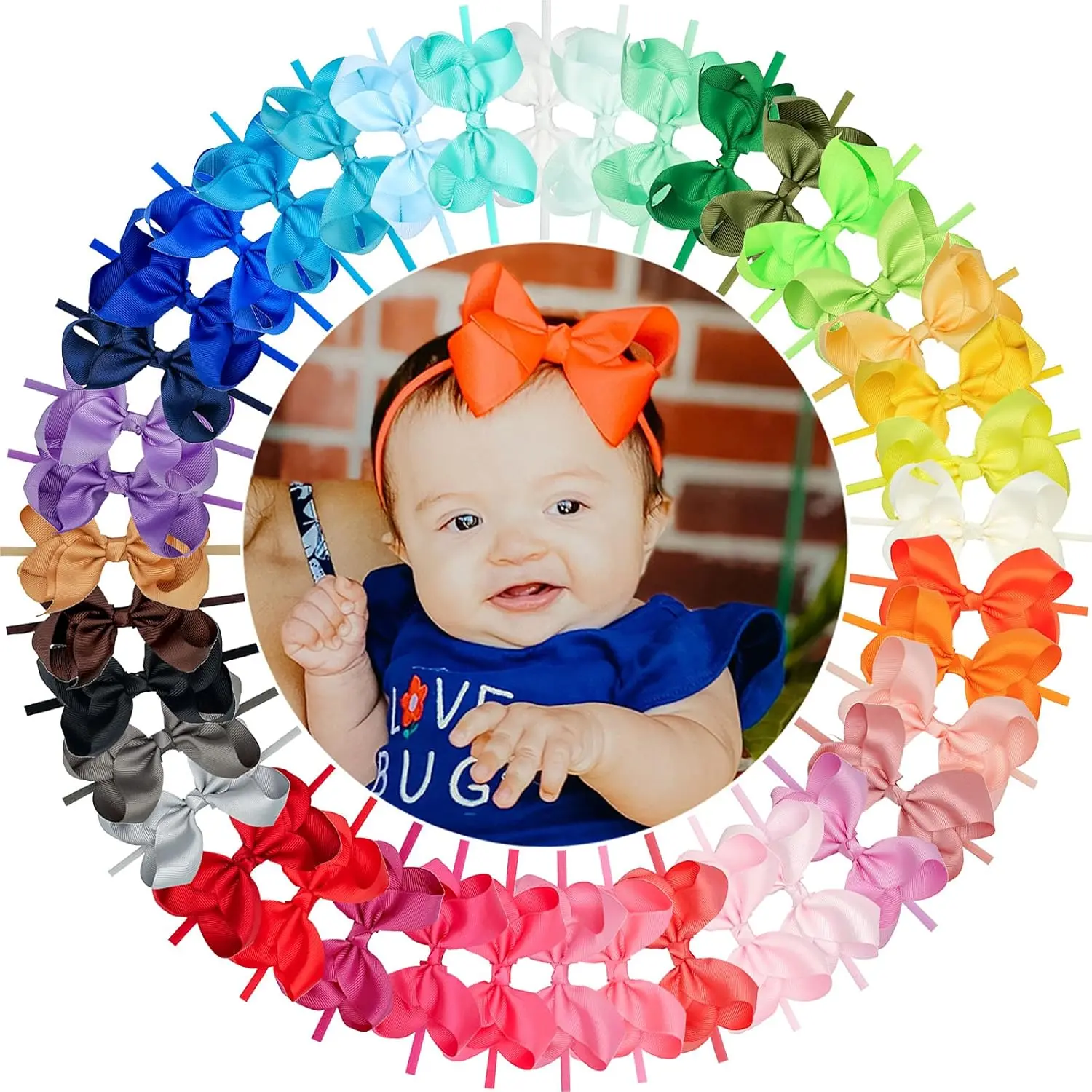40 Colors  Bow Headbands 3.5" Hair Bows Super Soft Nylon Headbands for  Girls  preemie and   Hair Accessories