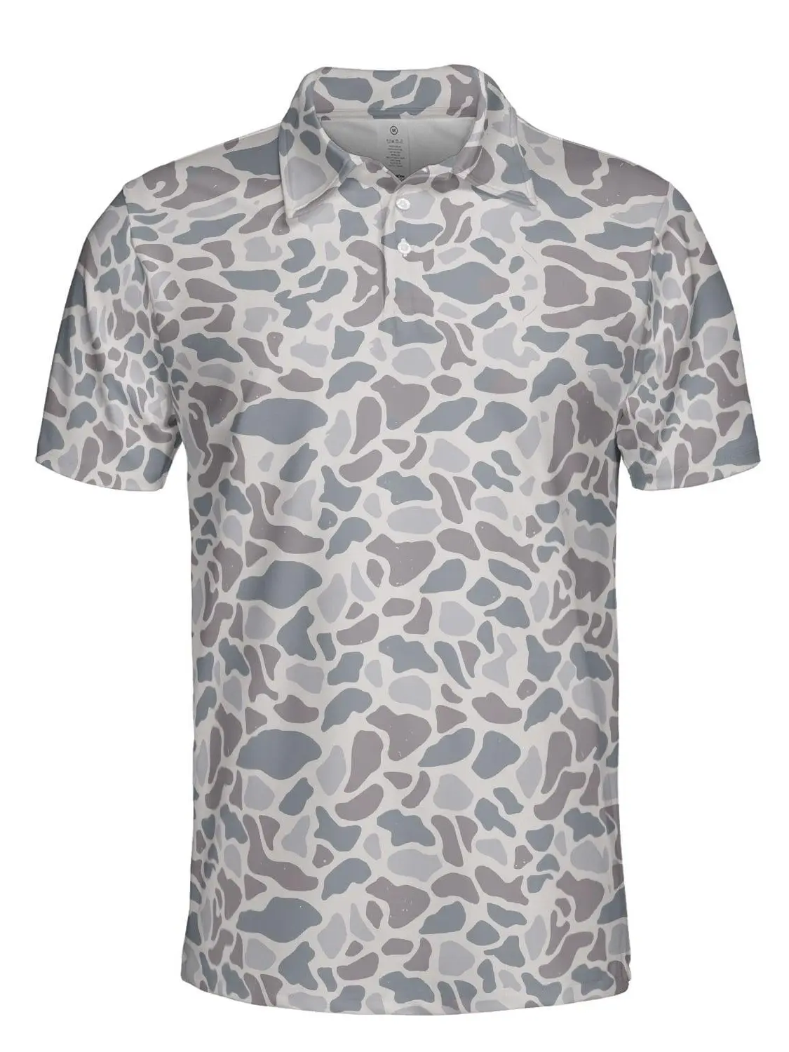 Men's Deer Camouflage Polo Short-Sleeve Lightweight Golf Shirt for Outdoor Fishing