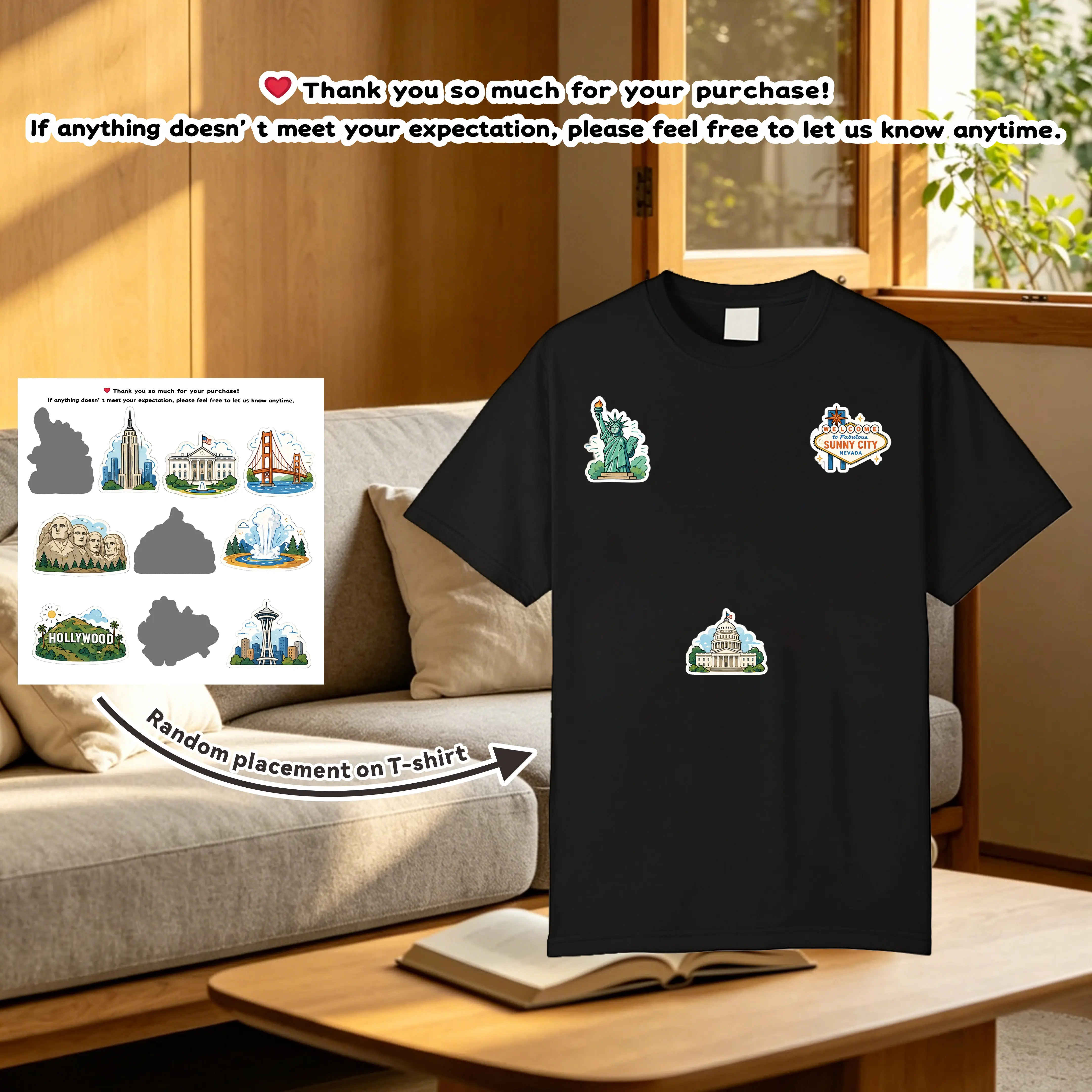 Women's Cotton Shortleeve Round Neck Fitted Fashion Casual Tee Shirt - Custom Geometric Digital Print, Made in USA, All Seasons, Cold Wash, Sizing Up for Loose Fit, Fresh-Lasting Print, Unique Craft, Easy Styling, Do Not Iron