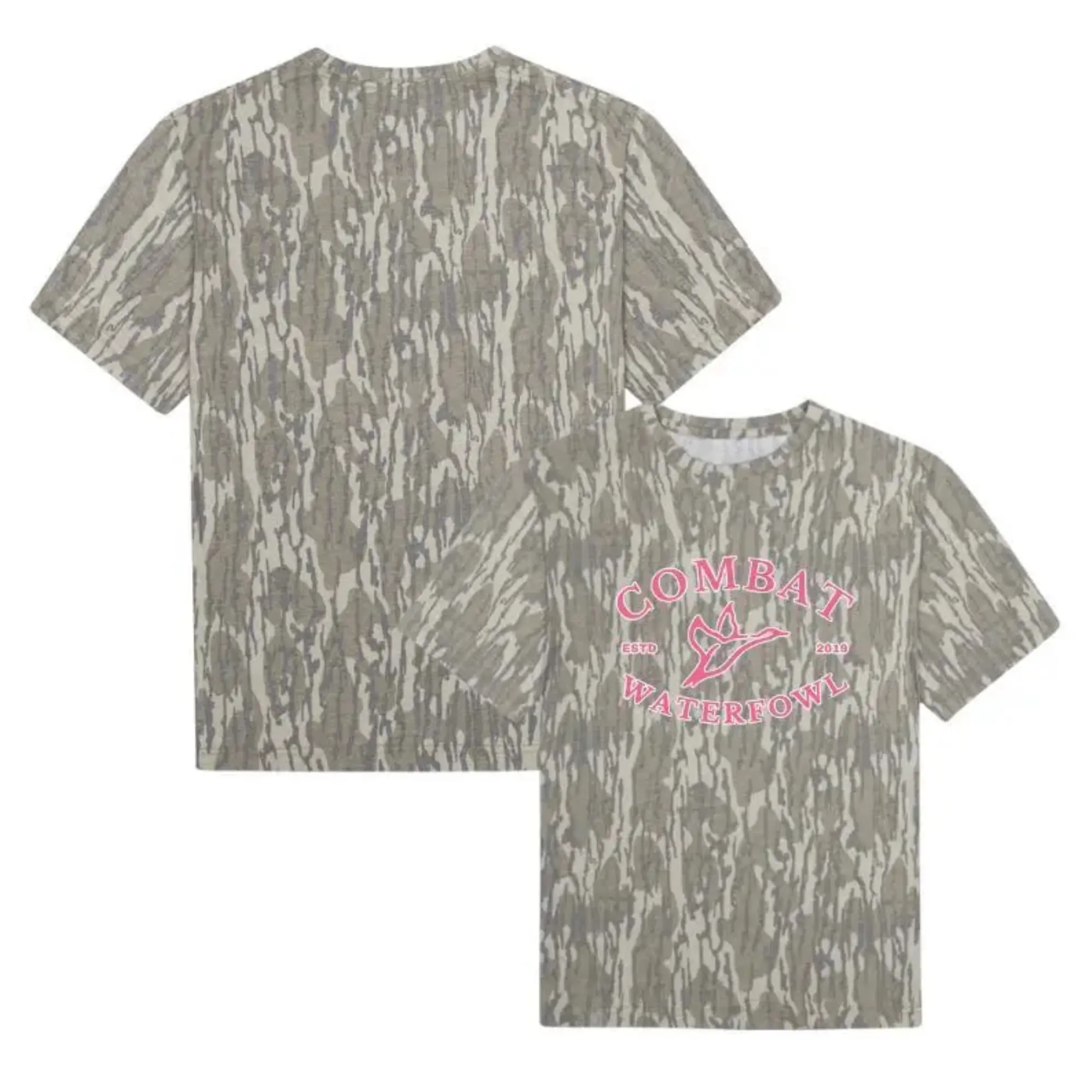 Mossy Oak Combat Waterfowl Pinky Tee, Vintage Bottomland Camo Hunting Tee, Outdoor Short Sleeve Shirt, Hunting 3D Tee, Gift For Him, Gift For Dad