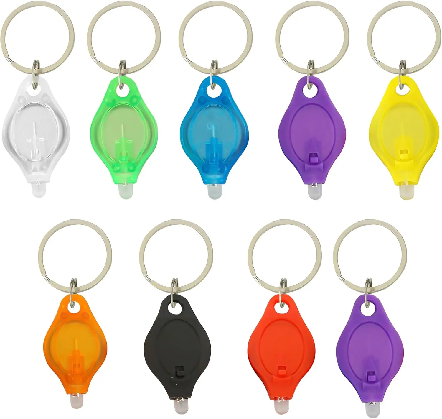 9PCS Bold & Bright LED Keychain Ring Flashlights - Mini Ultra High Bright LED Light, Tiny Micro UV Squeeze Penlight, Multicolor Shell EDC Gear for Emergency, Everyday Carry Adventure Use