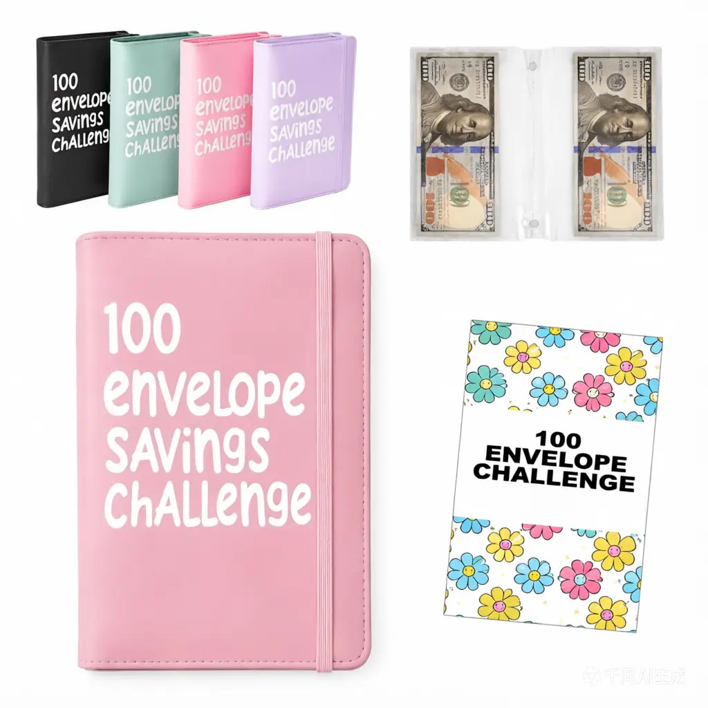 100-Day Savings Challenge Book, Office Binder Accessory, Coin Envelope Budget Tracker, Daily Cash Savings Planner, Habit-Forming System, $5050 Goal Personal Finance Organizer