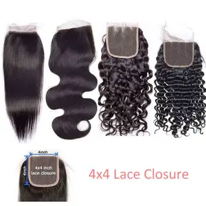 4x4 HD Lace Closure Straight / Body Wave  100% Human Hair hd lace closure extensions unprocessed virgin
