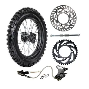 14 inch Dirt Bike Rear Wheel 90/100-14 Tire 1.85x14 Rim with Brake Rotor 41T 428 Rear Chain Sprocket Brake Caliper 15mm Wheel Rim Axle Kit for Pit Pro Monkey Bike Scooter Razor Apollo Coolster Razor