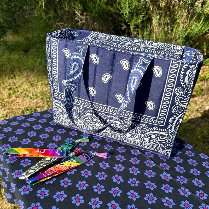 Blue on blue bandana handbag