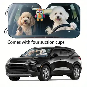 1pc Humorous Animal Car Sunshade, Car Sun Visor, Universal Fit for Various Vehicle Windshields, Made of Polyester Material, UV Protection & Interior Decoration, Keeps Your Car Cool, Foldable for Easy Storage, Gift for Mom, Dad, Pet Lovers