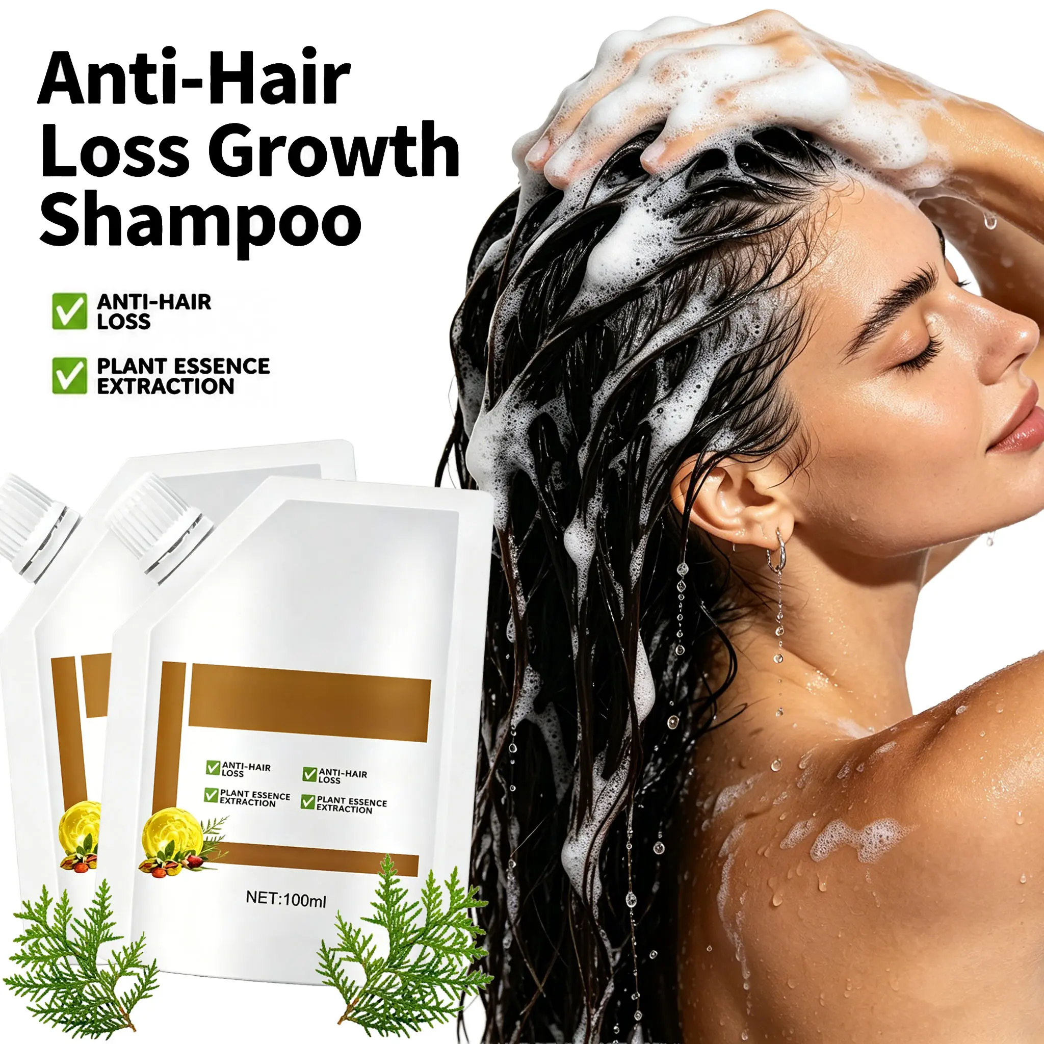 Rosemary Shampoo Refill Bag 100ml, Moisturizing Hair Care Refill for Soap Dispensers, Travel Size Shampoo for Home Bathroom, Hotels & Vacation Rentals, Single Pack
