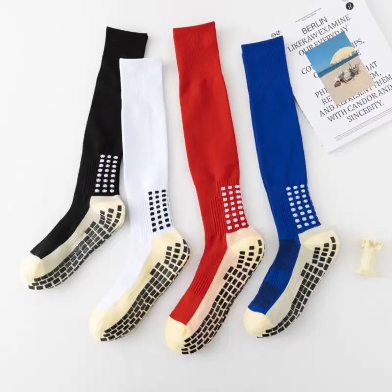 Anti-Slip Knee High Football Grip Socks, Full Silicone Traction Sports Socks for Soccer, Basketball, Hockey