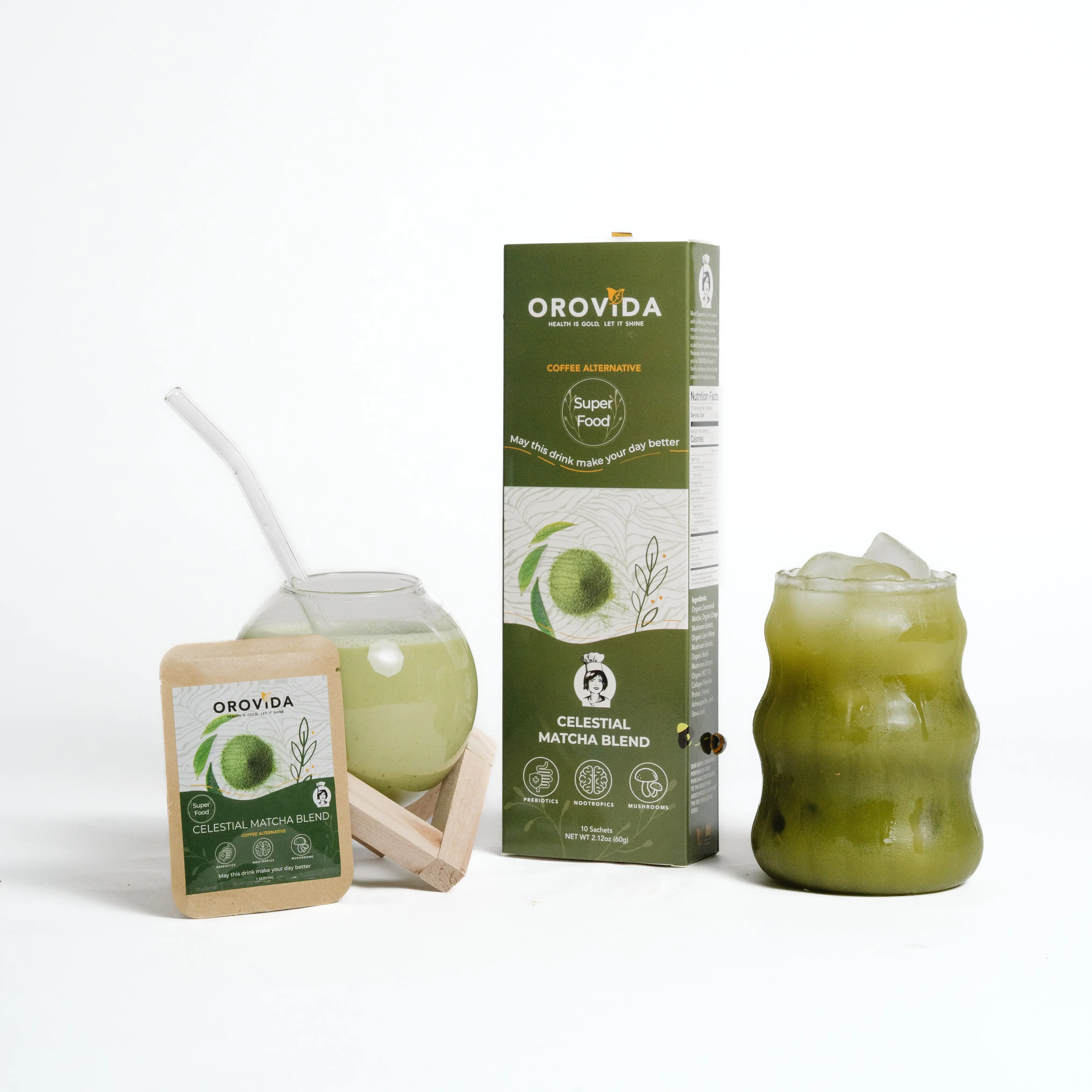 Organic Ceremonial Matcha | Lion's Mane, Reishi & Chaga | MCT Oil & Collagen | 12 Sachets