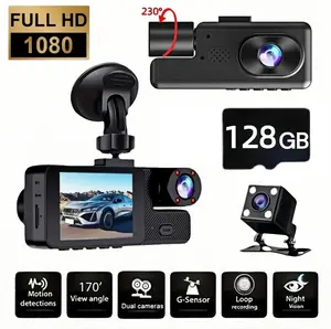 1080P high-definition car camera set, infrared night vision, 170 ° wide-angle view/G sensor/built-in audio/optional 64G/128G memory card, loop recording - car accessories/car camera/Christmas gift/24-hour parking monitoring system mode
