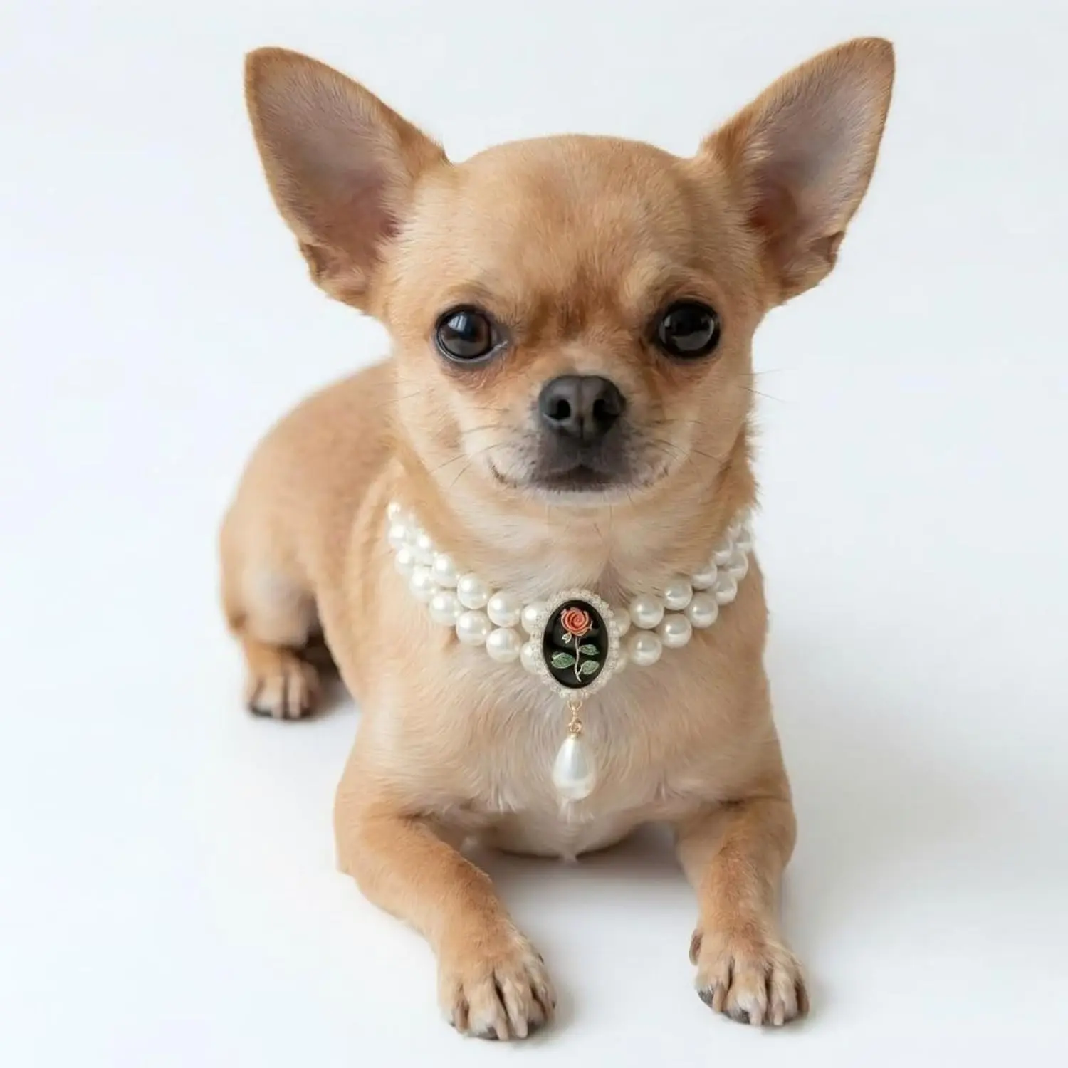 Dog Pearls Necklace - Handmade Bling Cat Wedding Collar - Jewelry for Small Dogs Puppy Chihuahua Yorkie Girl Dog Costume Outfits Accessories