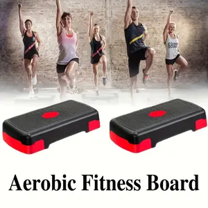 Adjustable 17.7" Aerobic Step Platform - Non-Slip, Durable Home Gym Fitness Equipment for Yoga & Training - Gray/Red
