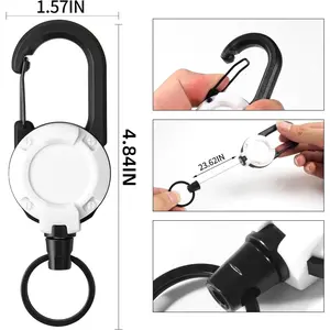 2/4-Pack Heavy Duty Telescopic Keychains with Tactical Carabiner Reel and Steel Cable Lanyard, 8-oz Load Capacity ABS Shell, 24-inch Automatic Retraction, Durable and Long-Lasting, Suitable for Camping, Hiking, Cycling and Other Outdoor Trips, Making a Pr