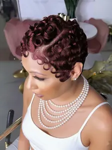 13x4 Lace Wig Human Hair Wigs, Short Layered Curly Wig, Pre-Plucked Deep Wave, Pixie Cut, Natural Look, Easy Wear Daily Use, Curly Bob Wig