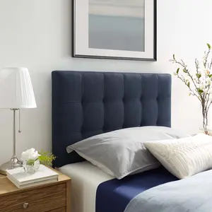 Modway Lily Twin Upholstered Fabric Headboard in Navy