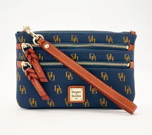Dooney & Bourke Greta Coated Cotton Triple Zip Wristlet