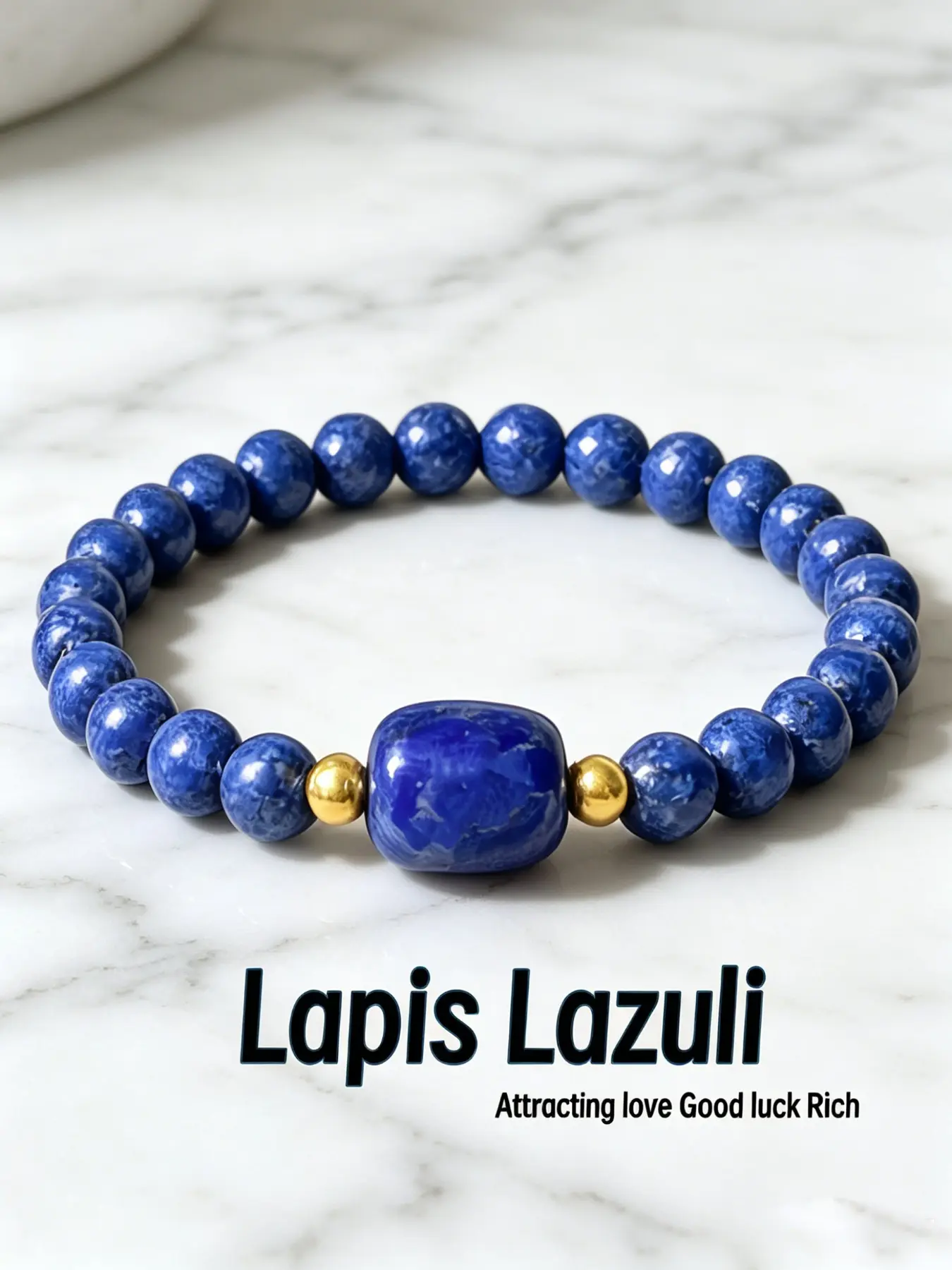 1PC Natural Lapis Lazuli Bracelet, December Birthstone, Bohemian Elegant Style, Symbolizes Career Success & Good Fortune, Versatile Accessory for Daily Wear, Ideal Gift for New Year & Valentine's Day, Suitable All Year Round