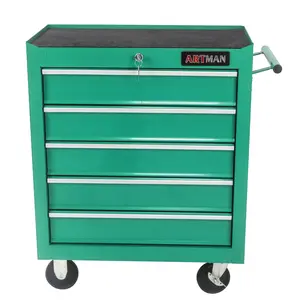 Donext Tool Box, 5-Drawer Rolling Tool Chest with 4 Wheels & Lock, Green Garage Storage Cabinet, Mobile Tool Cabinet with Drawers