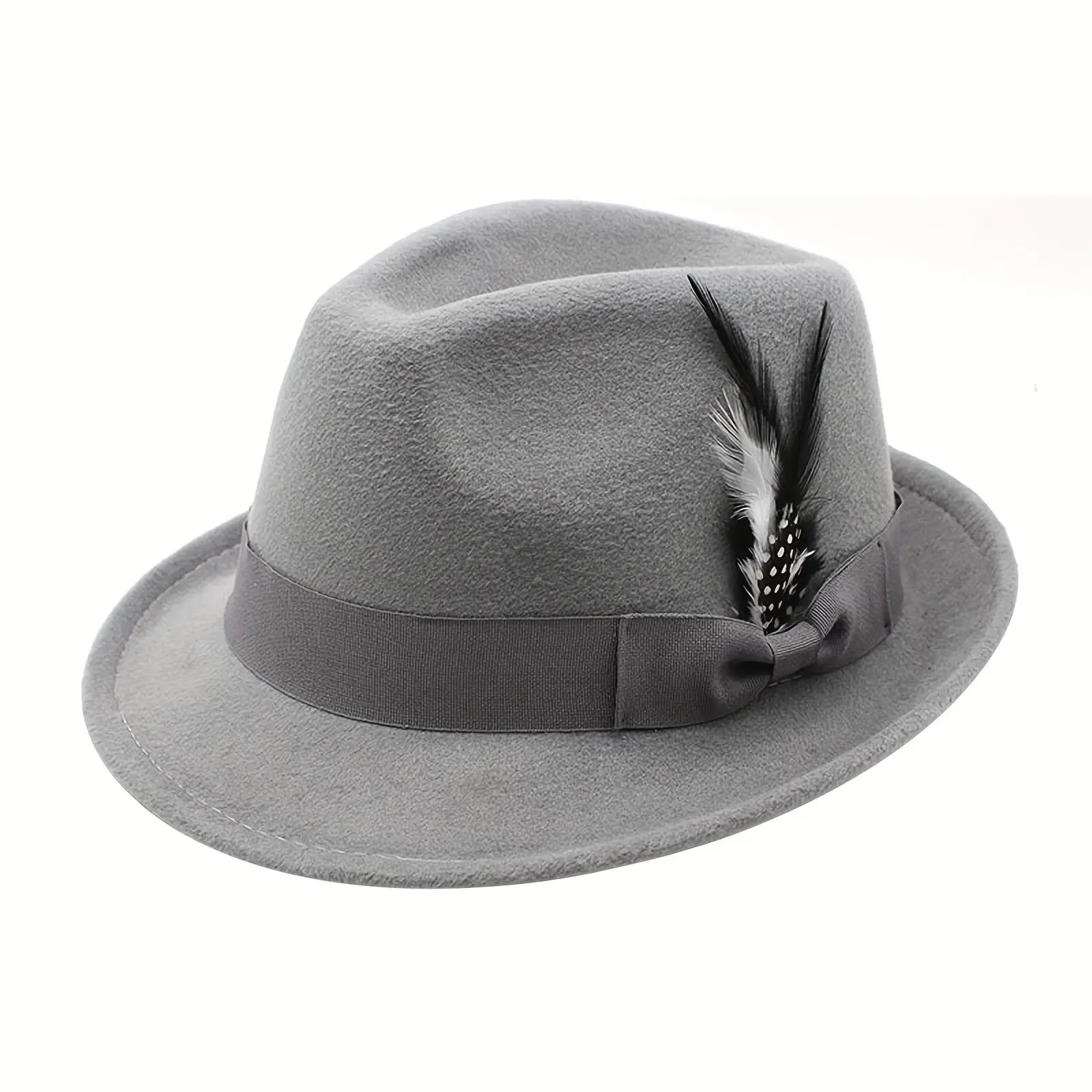 Flongo Classic Fedora Hats For Men Women Short Brim Felt  display picture 1