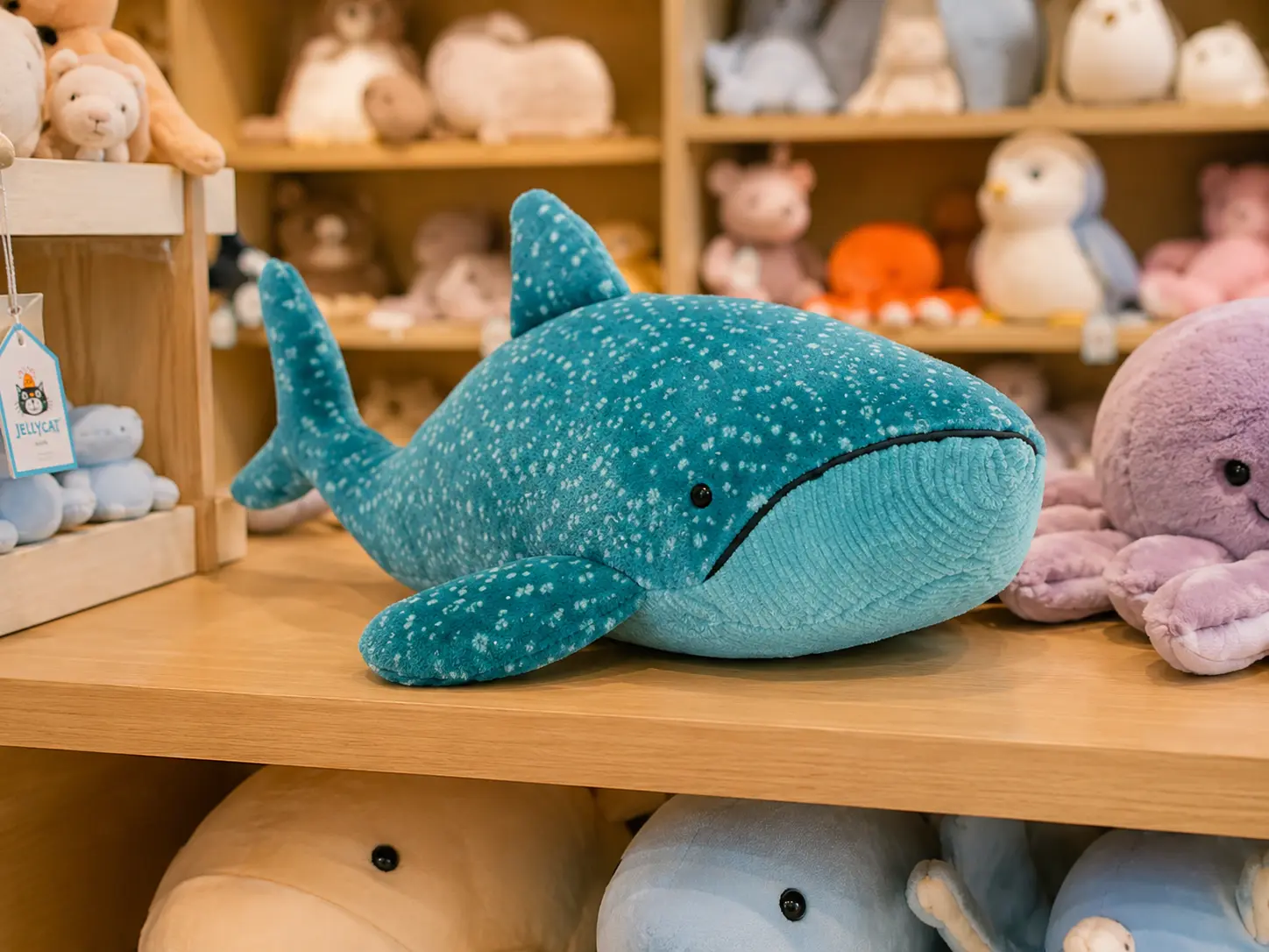 Jellycat Gobfrey Whale Shark Plush Toy, Soft Blue Spotted Ocean Stuffed Animal, Cute Cuddle Gift