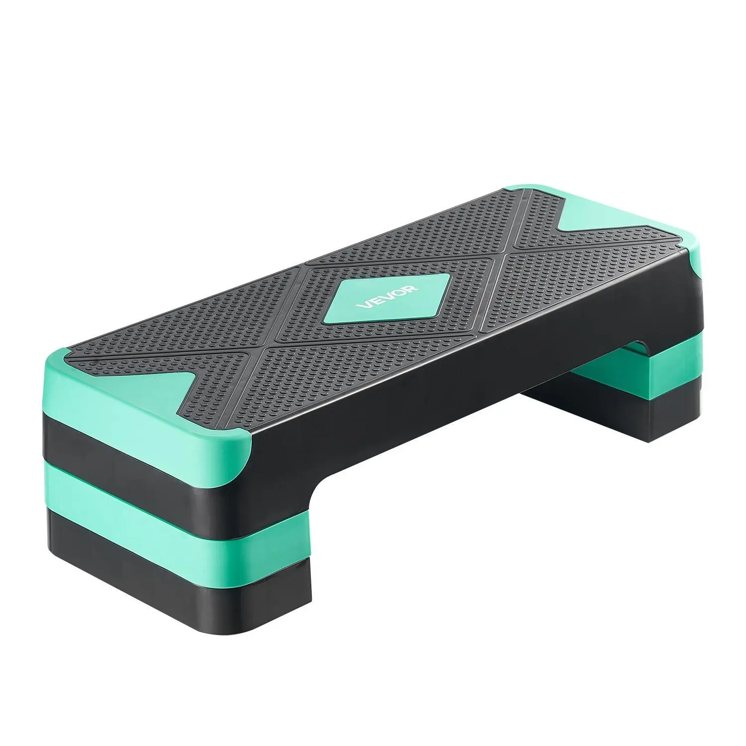 VEVOR Compact Aerobic Exercise Step Platform - 28" Width Workout Equipment, 3 Adjustable Heights Fitness Deck Trainer with 4 Stackable Risers, Non-Slip PP Base Bench for Home Gyms HIIT Training Cardio#BacktoSchool
