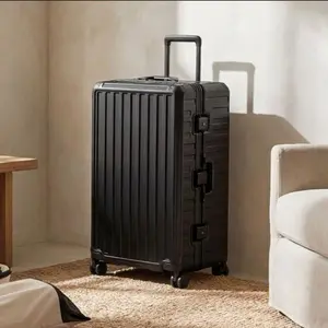 LUGGEX ZX-Core 30" Aluminum Frame Zipperless Hard Shell Ultra-Light Impact-Resistant 360° Silent Spinner Wheels Black