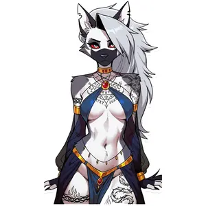 Anime White Wolf Girl Sticker, Mystic Fantasy Character Decal with Tattoo Detail for Laptop, Water Bottle, Backpack, Notebook, Gamer Desk Decor Gift