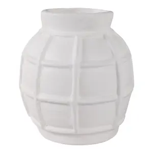 212 MAIN White 11x11 in. Paper Mache Windowpane Decorative Vase - Modern Home Decor Accent for Wall Display, Artistic Elegant Dried Flower Vase, Decorative Vases
