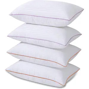 Pillows King Size Set of 4,Breathable Bed Pillows for Side Back Stomach Sleepers,Machine Washable Supportive Soft Down Alternative Microfiber Filled