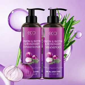 200ML Onion Biotin Shampoo + 200ML Conditioner Set, Natural Hair Care Products, Nourishing & Revitalizing Formula, for All Hair Types, Rosemary
