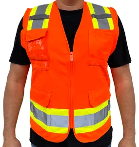 Surveyor Orange Two Tones Safety Vest , ANSI/ ISEA 107-2015/ Photo ID Pocket 800