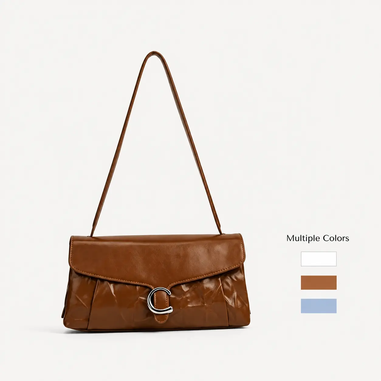 Vintage Crinkled Oil Wax Leather Shoulder Bag, Multi Wear Minimalist Crossbody Handbag, Large Capacity Casual Underarm Purse, Versatile Everyday Bag Ideal Gift for Her Holiday Birthday