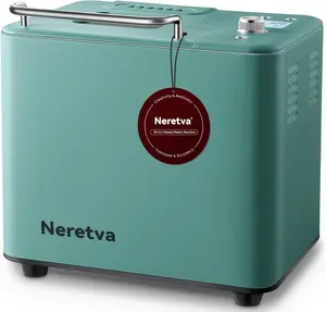 Neretva Bread Maker, 20-IN-1 2LB Bread Machine Dual Heater Bread Maker Machine Automatic with Nonstick Ceramic Pan, 15H Timer & 1H Keep Warm Set, Low Noise, Stainless Steel Breadmaker Recipe