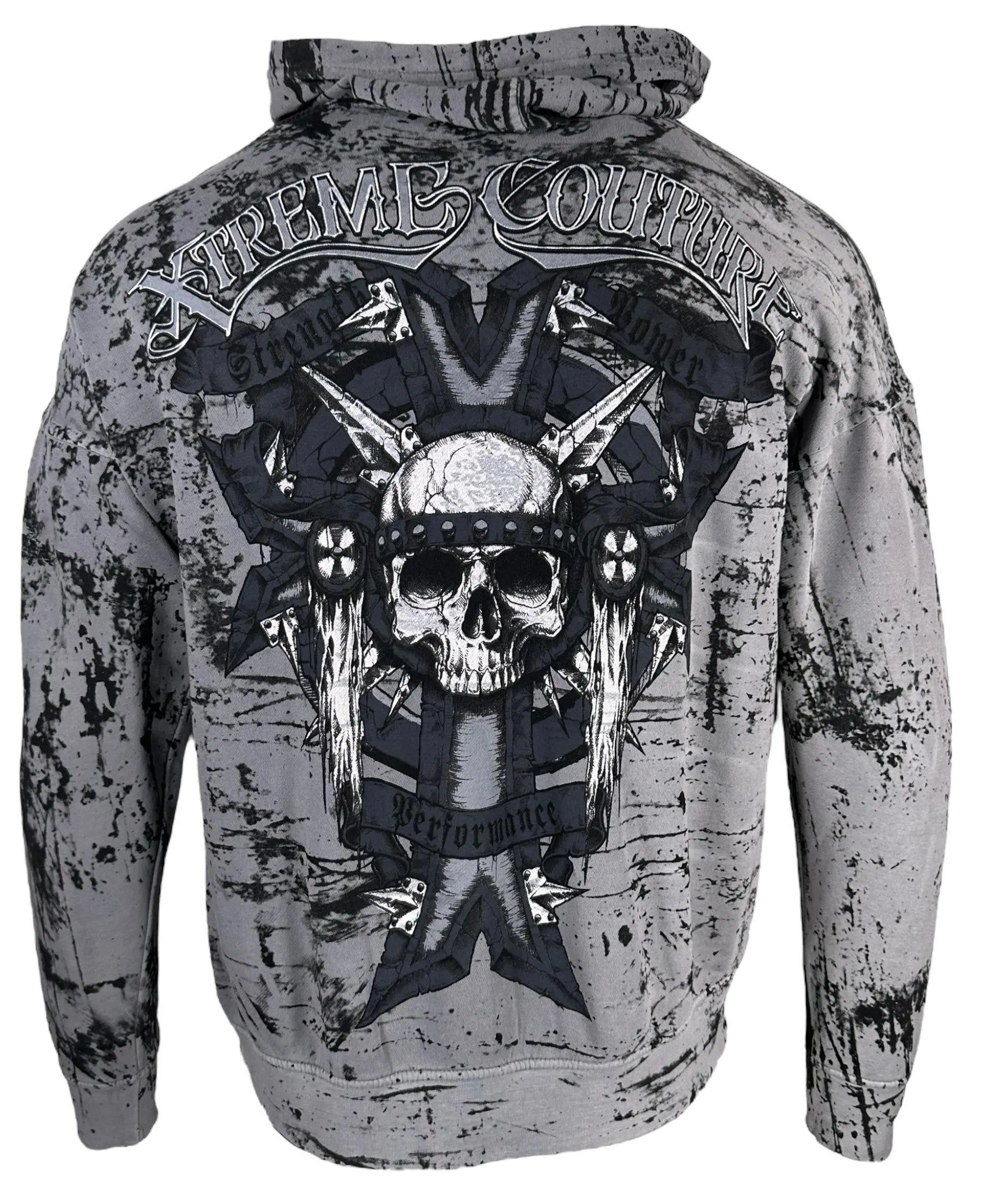 Xtreme Couture by Affliction Cannon Unisex Oversized Boxy Hoodie - Lightweight Cotton Blend Longsleeves Printed Pullover Men's Tops Sweatshirt