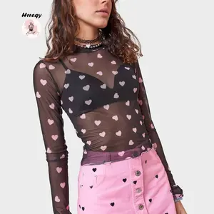 Women’s long-sleeve crew-neck T-shirt with leopard or tie-dye print — fitted women’s fall streetwear top