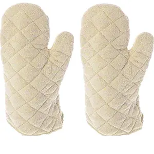 Terry oven mitts made of 100% cotton for baking - Bakeware pair of 2 . L 14inch w 6 inch
