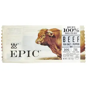 Epic Bar Beef Bar, Salt + Pepper, 1.3 oz (37 g)