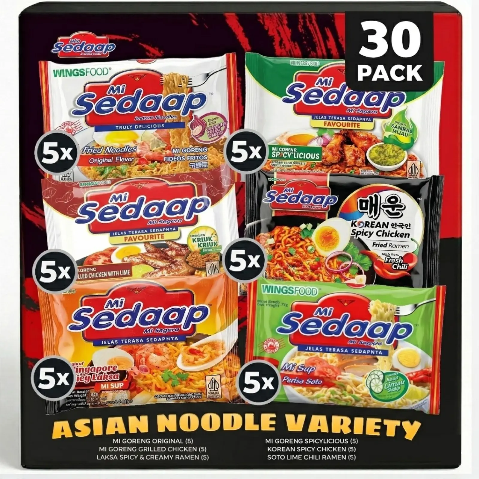 Assorted Asian Instant Noodles Variety Box by Mi Sedaap