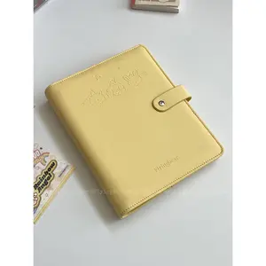 Coffee Bear Binder A5 Photocard Collect Book Skin Touch PU Leather Button Lock 3inch Photocards Holder 4grid Photo Album