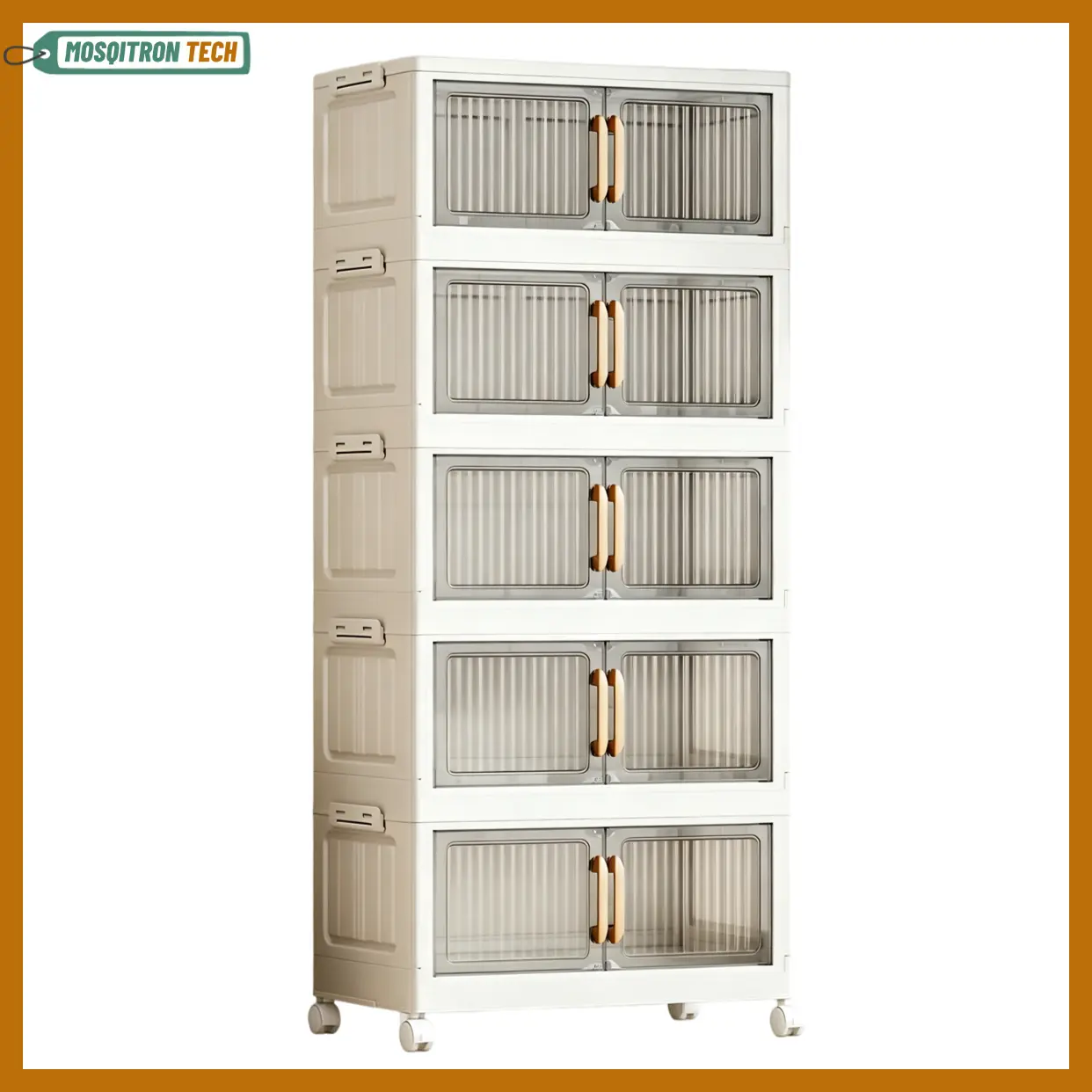 Foldable Storage Box with Lid, 3/5 layers Holders with Wheels for Kitchen Bedroom Bathroom Warehouse Kitchen Home Storage Stackable Organizer