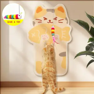 [Buy 1, Get Free Toy cat teaser! ]Wall Sticker Cat Scratching Board Cartoon Cat Paw Scratching Board Anti-Scratch Sofa Protector Cat Scratching Pad Wall-Mounted Durable Wear-Resistant Furniture Anti-Scratch Personalized Cat Tree Tower Cat Supplies