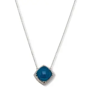 Colleen Lopez Gem Doublet and White Zircon Cushion Drop Necklace