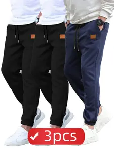 Men's Fall Fashion Casual Joggers Set, Warm Comfortable Drawstring Waistband, Elastic Cuffed Pants, Daily Wear Essentials