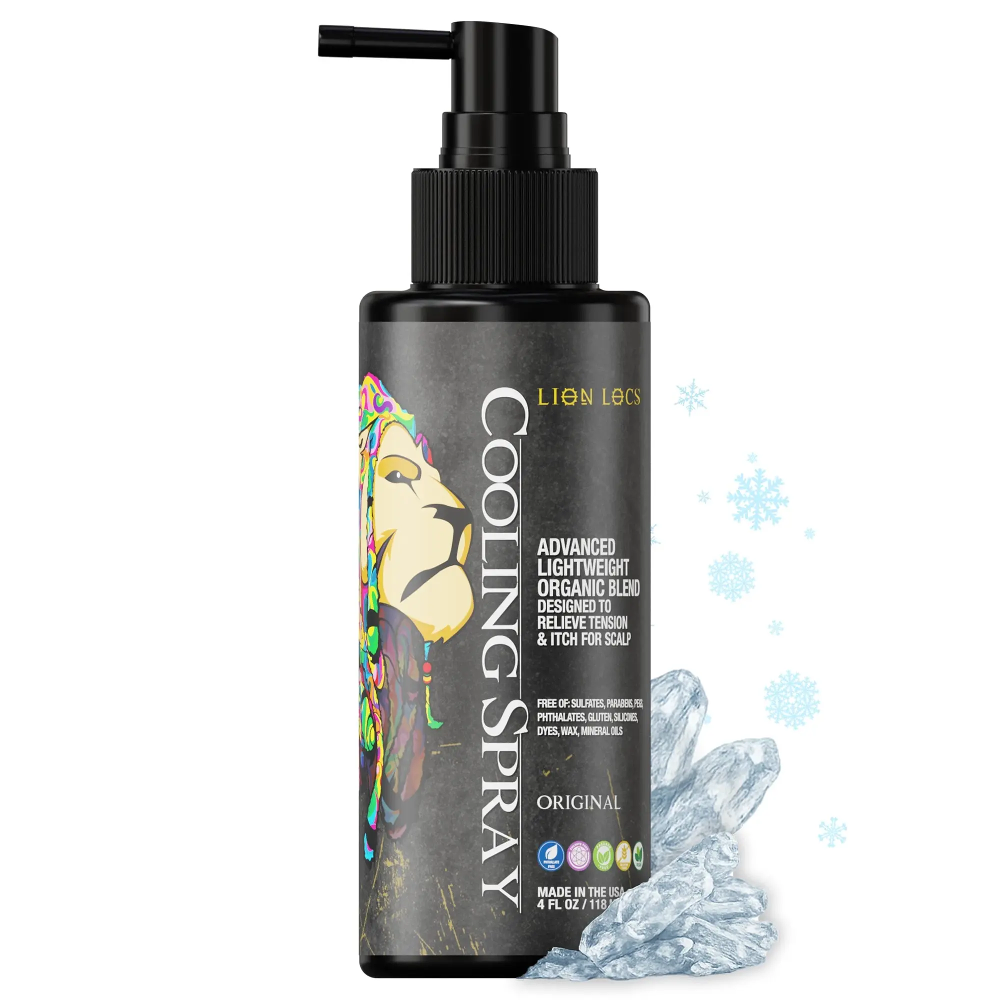 Lion Locs Cooling Scalp Spray for Dry, Itch, Irritation – Refreshing Peppermint and Menthol Mist for Dreadlocks and Braids