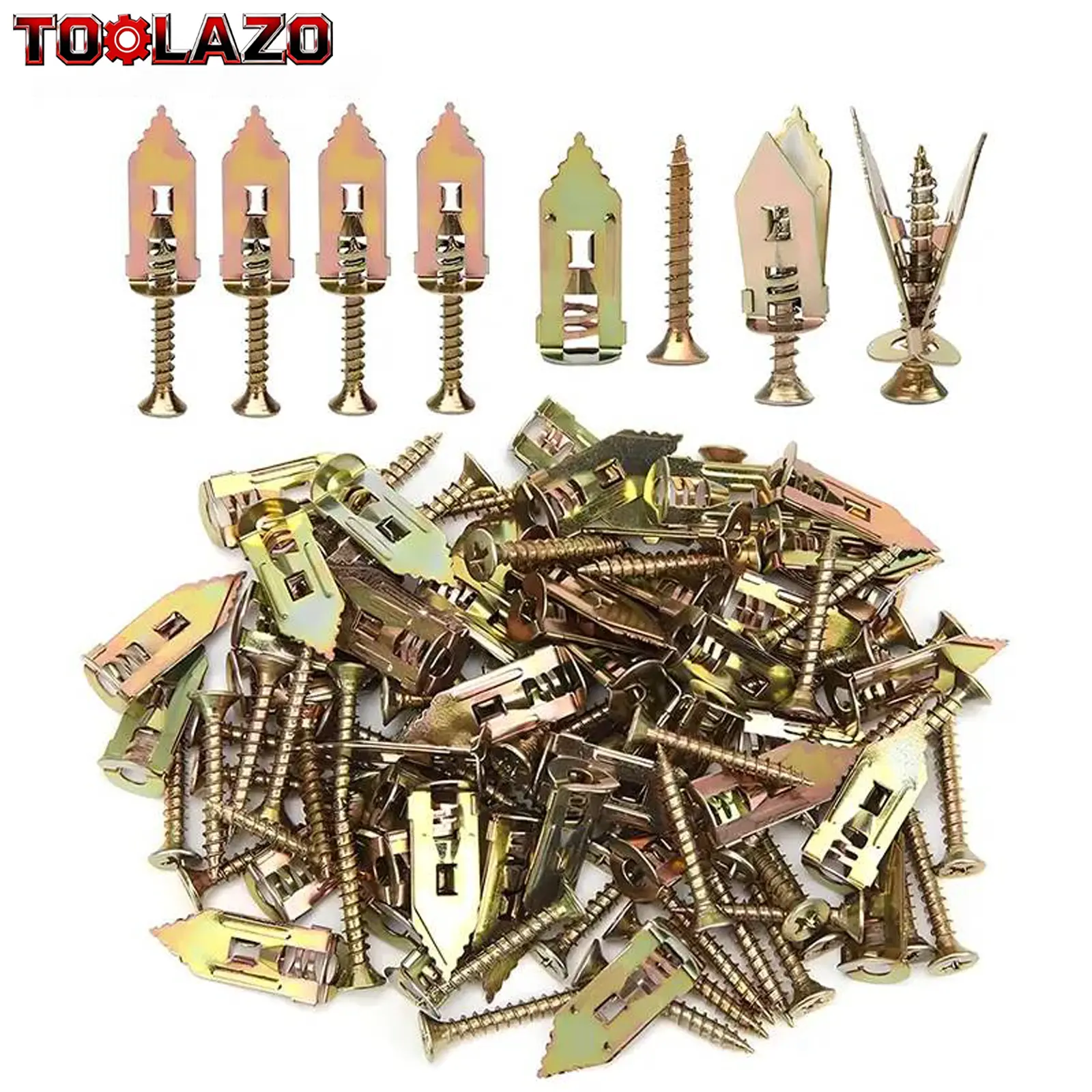 Self-Drilling Drywall Anchors with Screws Heavy-Duty Fixing Kit (50 Pieces) - 25 Carbon Steel Anchors (40x12mm), 25 Zinc Screws (45x4mm) - 1-Piece Tapping Design, Easy 3-Step Installation - Ideal for TVs, Shelves in Bedroom, Garage Gypsum Boards, Living R