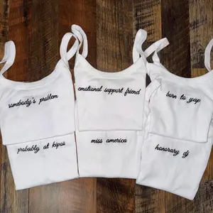 Personalized Embroidered Tank Top, Custom Embroidery Crop top Mrs Bride gift, Bachelorette party idea Embroidered Icon Tank Top