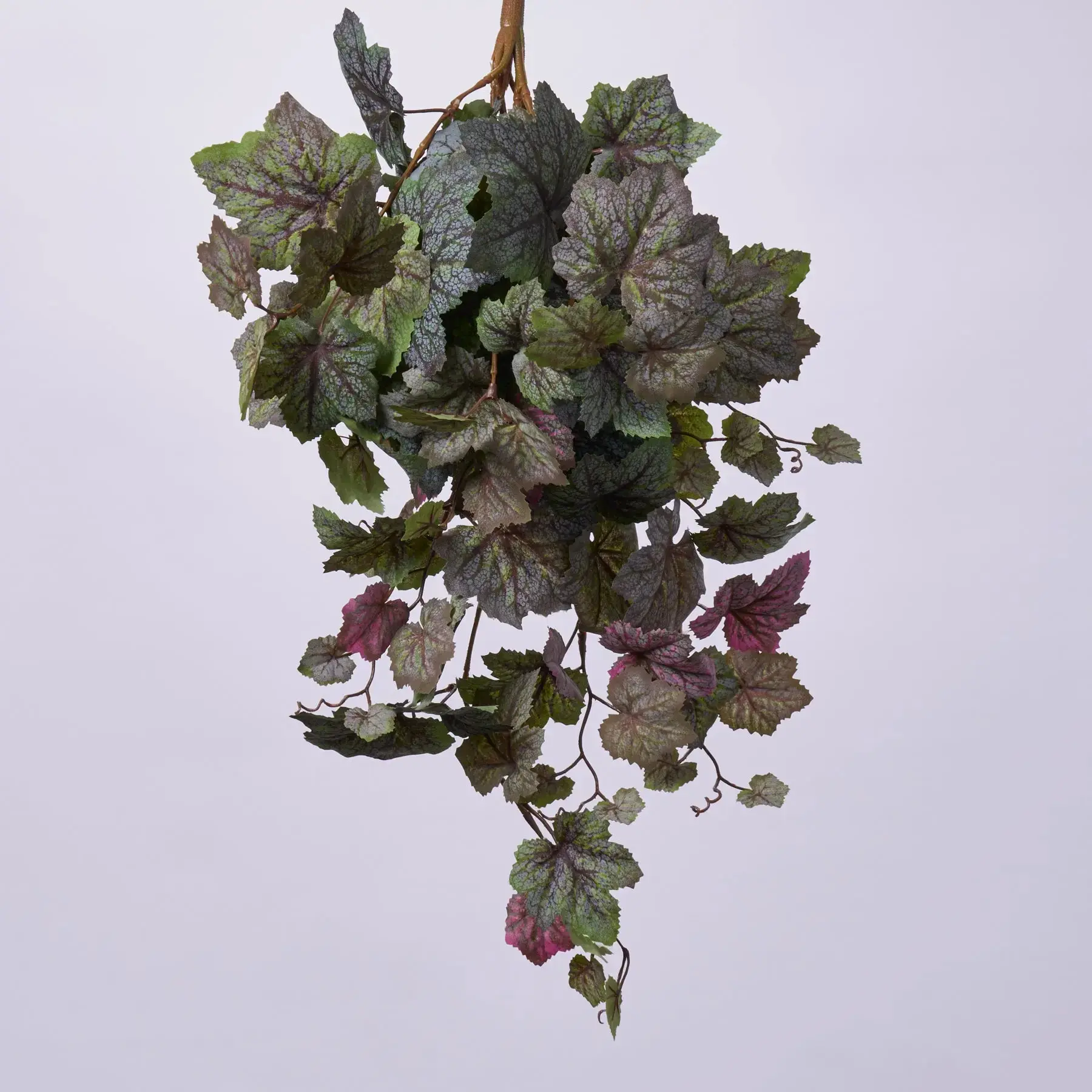 25" Dark Green & Purple Faux Begonia Hanging Leaf Vine Bush Spray - Traditional Home Decor Plants, Flower & Wall Everyday Greenery